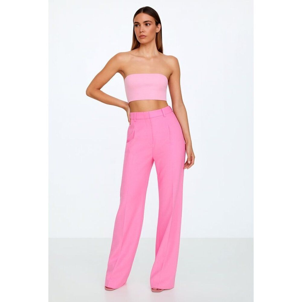 NWOT ZARA Womens Bubble Gum Pink Wide Leg Pants